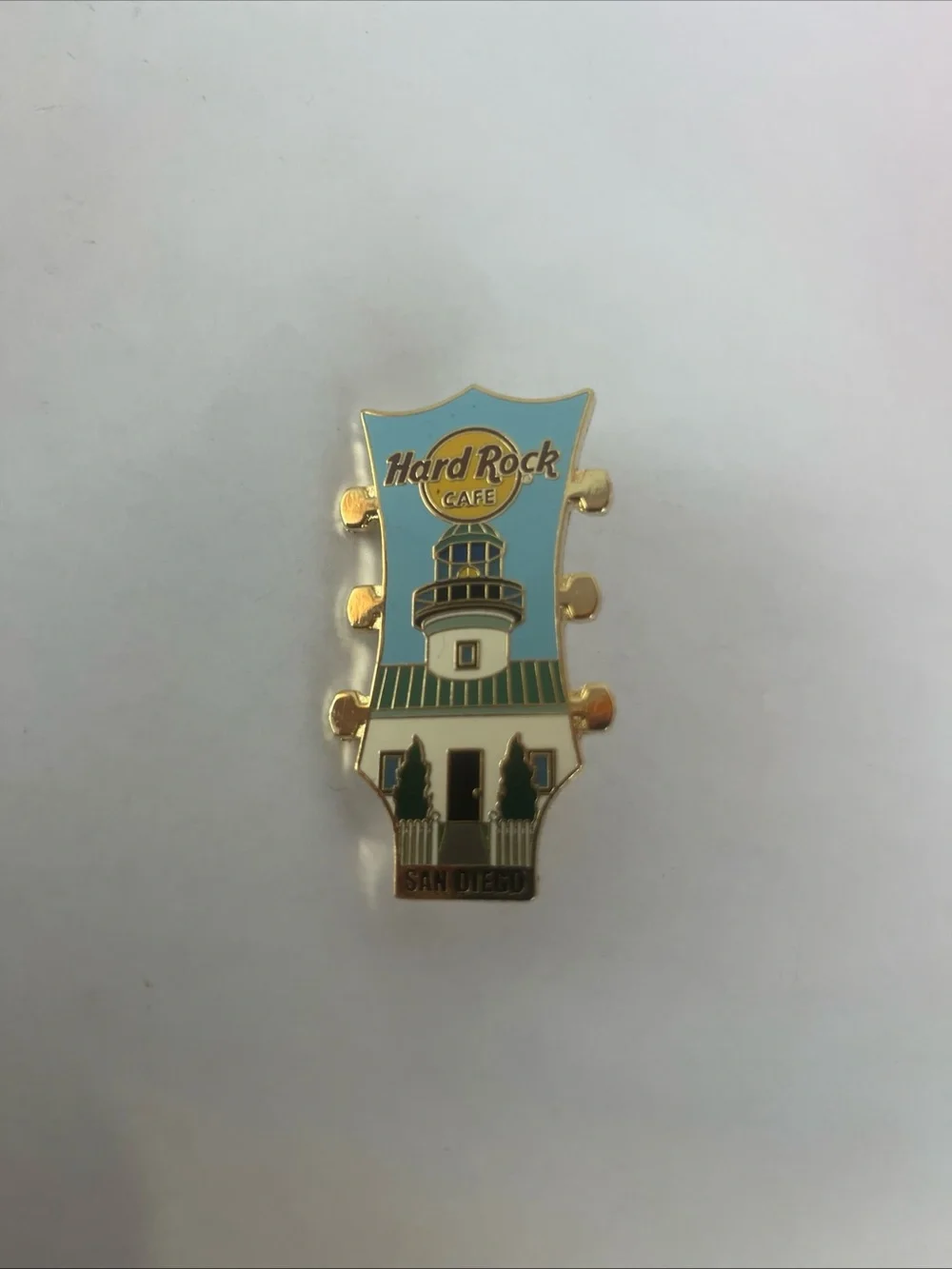 Hard Rock Cafe Lighthouse Pin - Light Blue, White & Green